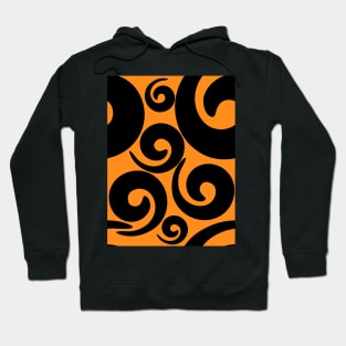 Black and orange pattern with spirals Hoodie
